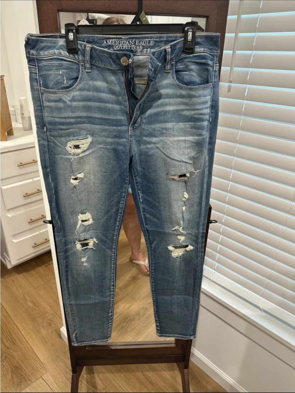 American Eagle Outfitters Ripped Skinny Jeans - Blue